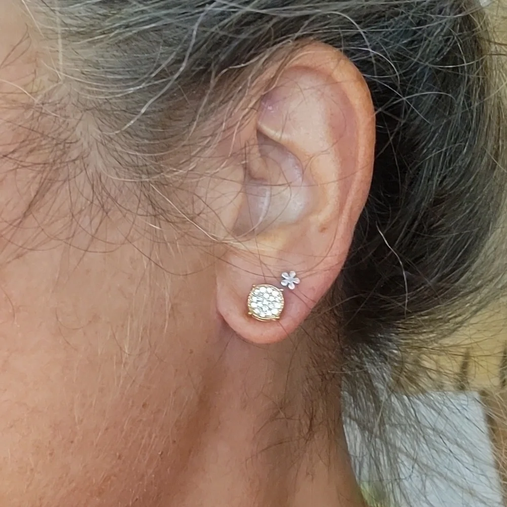 Hip Hop CZ Stud Earrings, unisex - Picture 7 of 8